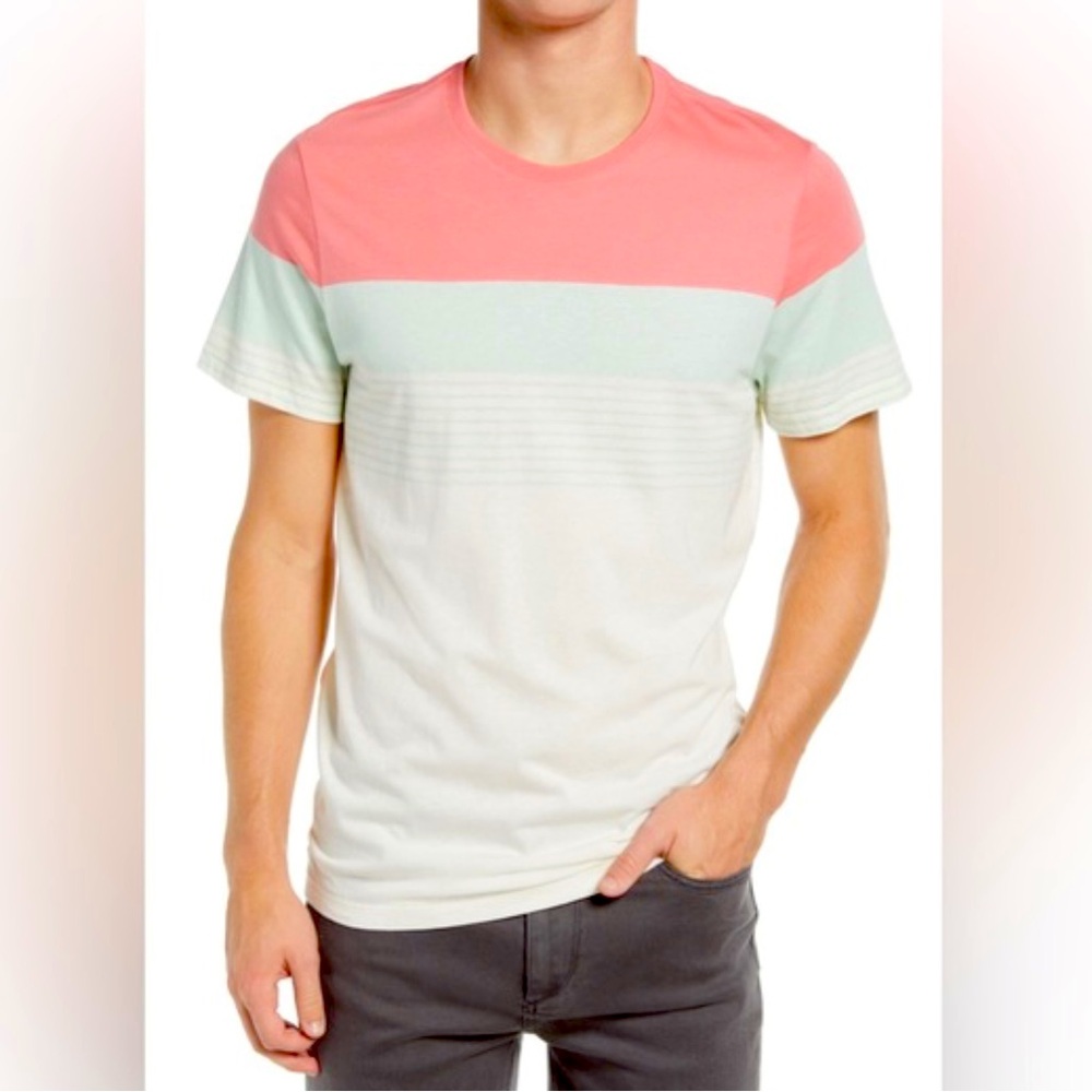 Marine Layer Coral and Mint Short Sleeve Tee